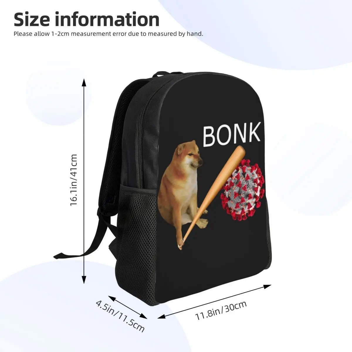 Рюкзак Cheems virones Bonk для женщин и мужчин школьный дорожный ранец с принтом Сиба-ину