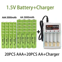 100 original 1 5v aa3800mahaaa3000mah rechargeable battery ni mh 1 5v battery for clocks mice computers toys so on charger