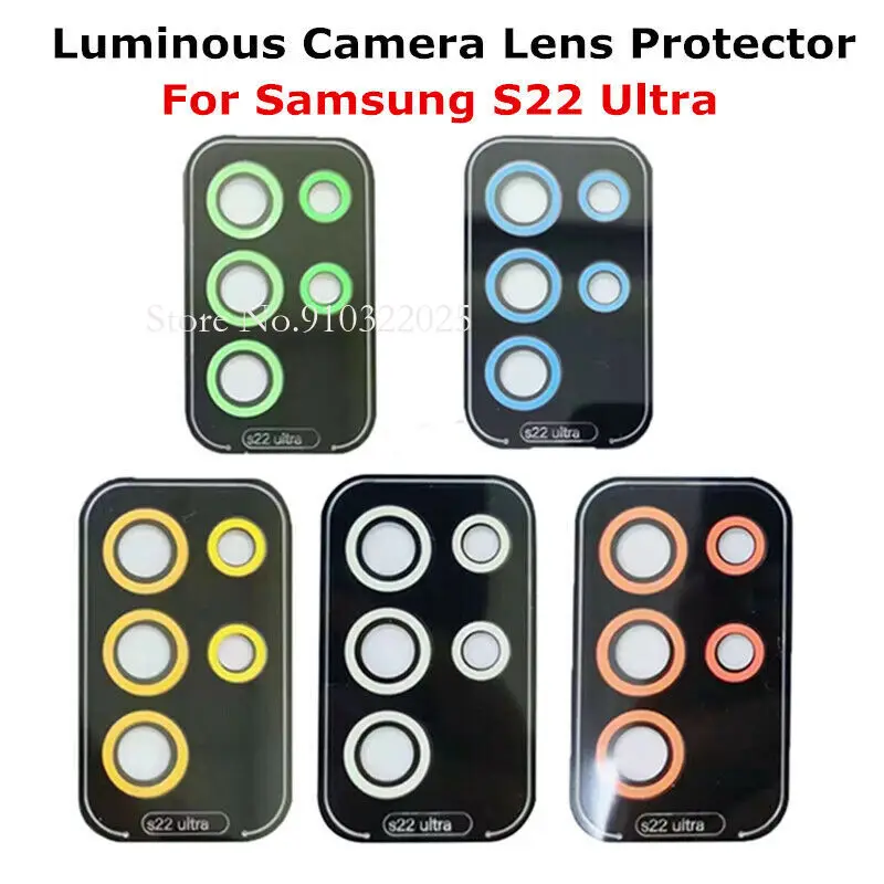 

Светящаяся пленка 100 шт. для Samsung Galaxy S23 S22 Ultra Plus, закаленное стекло, металлическое кольцо, защита экрана камеры