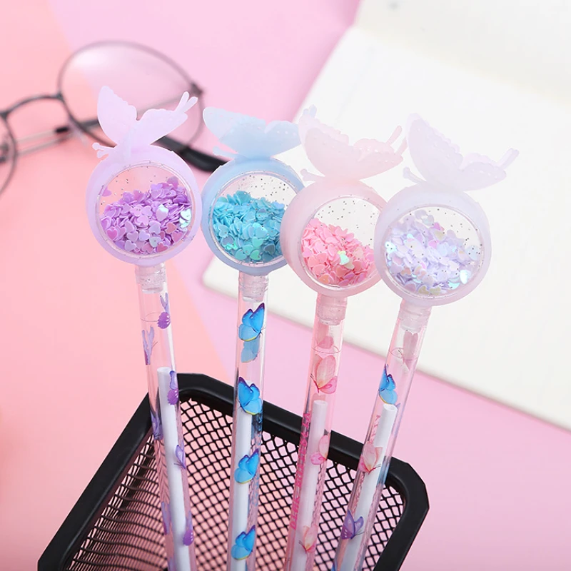 

1pc Butterfly Sequins Gel Pen School Student Teacher Office Supplies Carrot School Gel Pen Kawai Thing Kids Student Prize