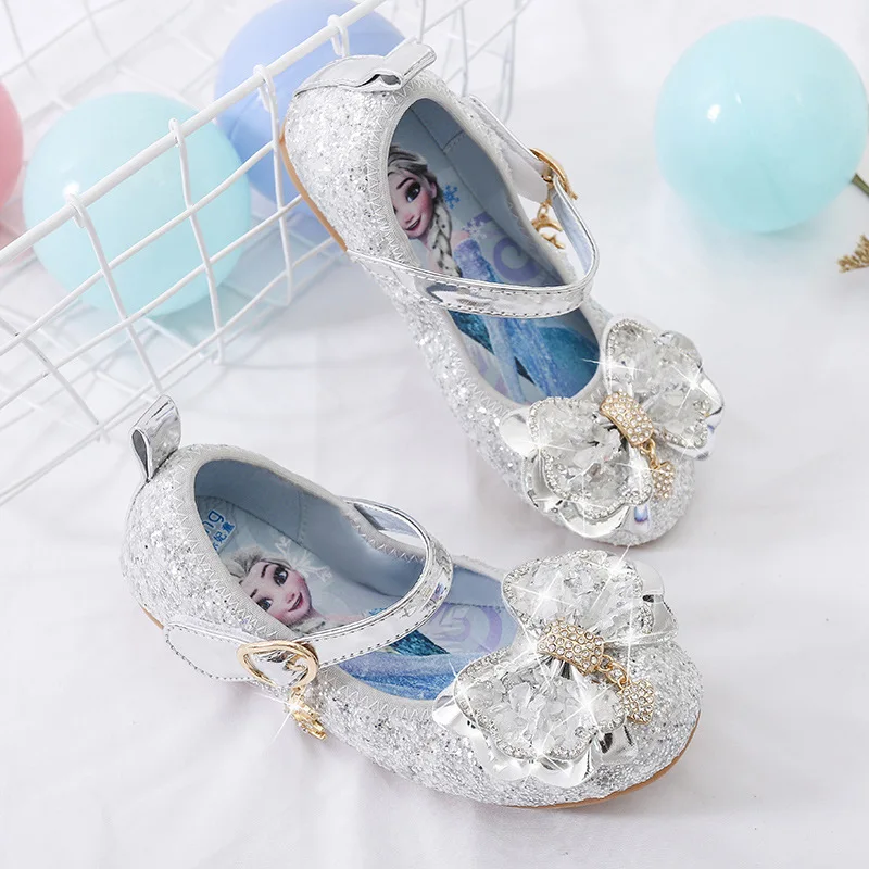 

Disney Elsa Princess Shoes New Girls Frozen Shoes Children Soft Sole Leather Shoes Show Crystal Shoes Baby Sandals