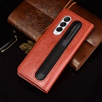 leather cover for samsung z fold4 5g with pen slot case flip stand wallet magnetic card protector book samsung zfold4 case coque