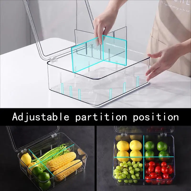

Transparent Refrigerator Storage Box Household Storage Box Kitchen Special Adjustable Transparent Food Freezer Food Storage Box