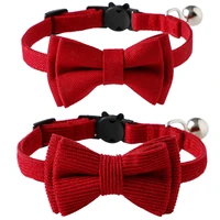 cat collar christmas valentines day safety buckle breakaway with cute bow tie and bell accessory for kitten adjustable pets