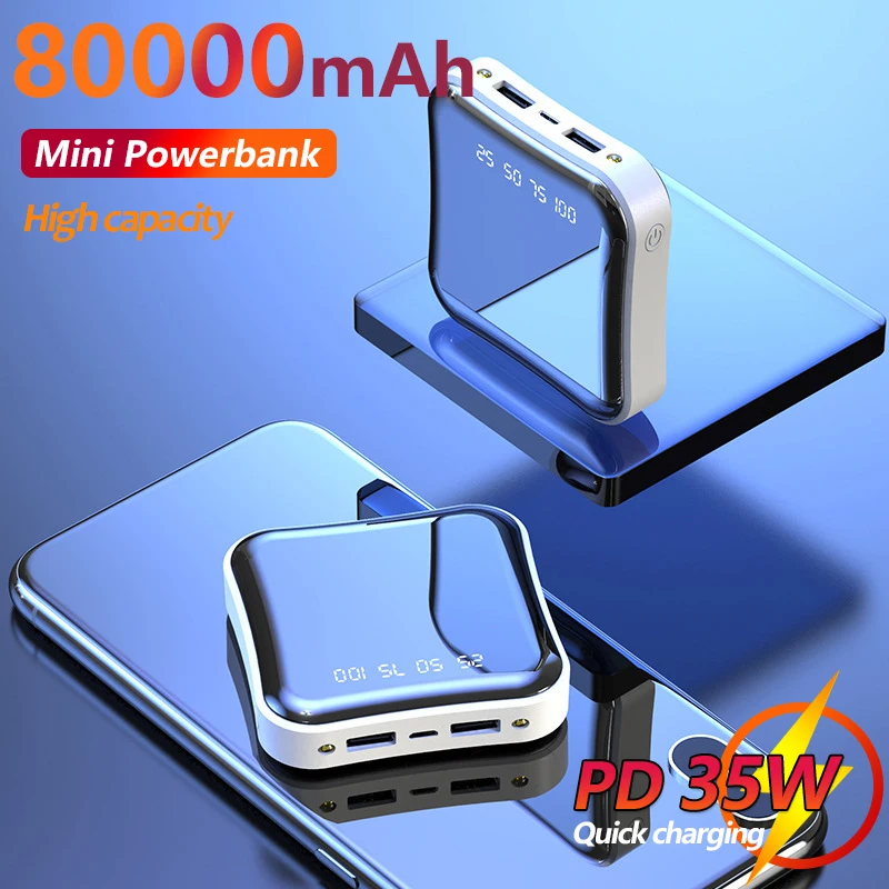 

Portable Mini Power Bank 80000mAh 2USB LED Display External Battery Charger One-way Quick Charge High-capacity Mobile for Phone