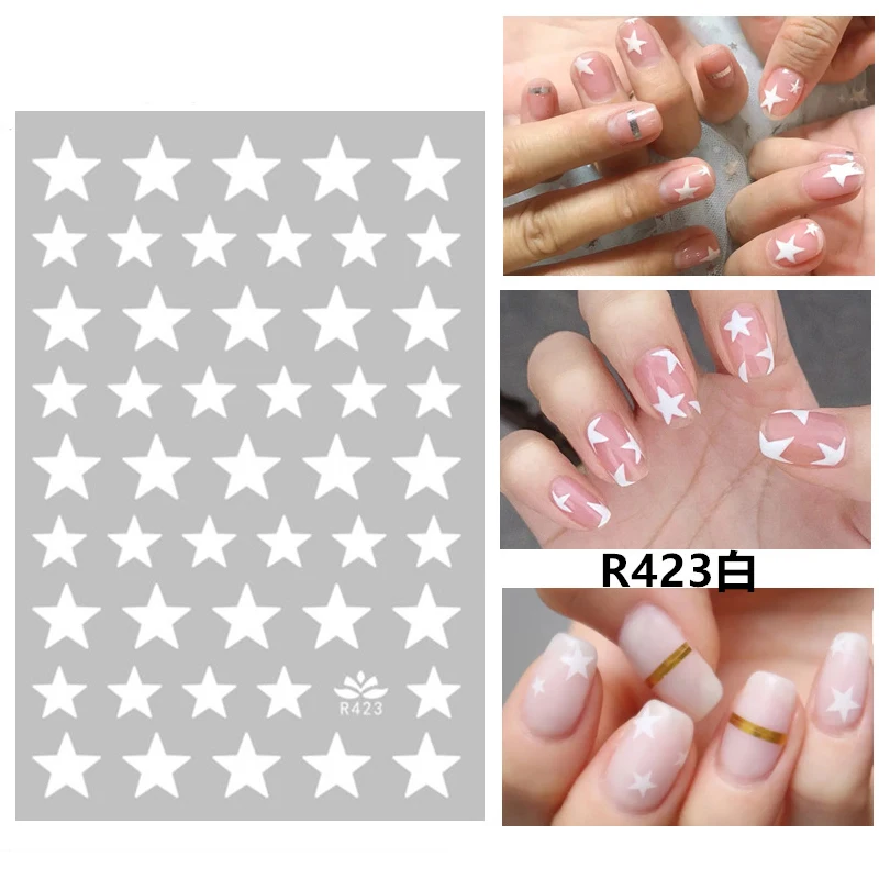

Self-adhesive 3D Stickers for Nails Black White Love Star Nail Art Decorations Autumn Fashion Stickers Women Girl Nail Foil