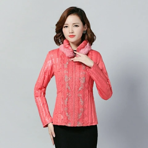 Бренд Snow Silver Fox женский популярный пуховик ручной работы с бисером и цветком