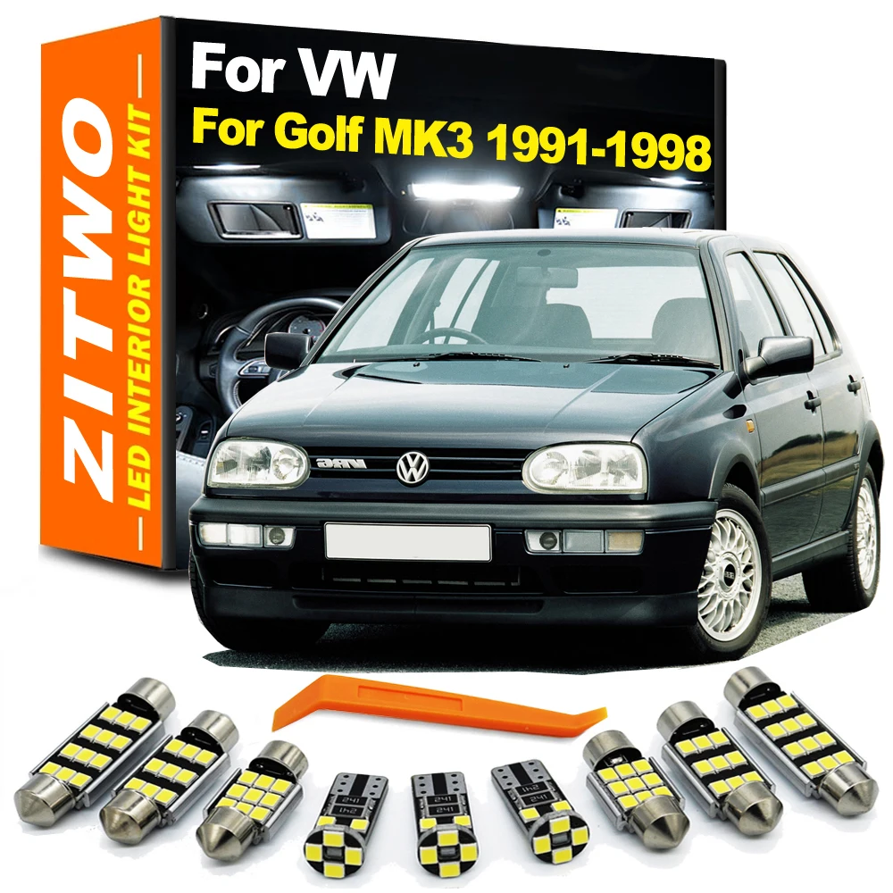 

ZITWO 10Pcs For VW Volkswagen Golf 3 MK3 MKIII III 1991 1992 1993 1994 1995 1996 1997 1998 LED Bulb Interior Map Dome Light Kit
