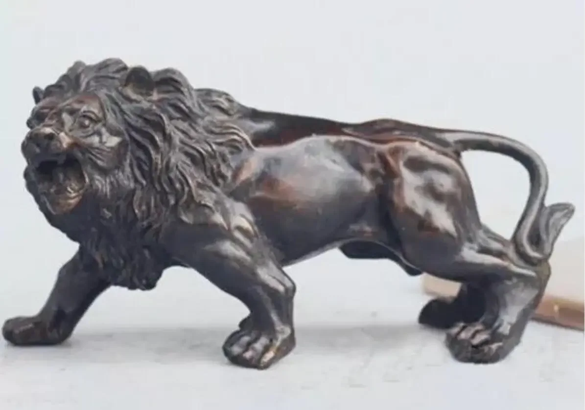 Коллекционная бронзовая резная статуя льва Фэншуй Фу Foo Dogs ручной работы