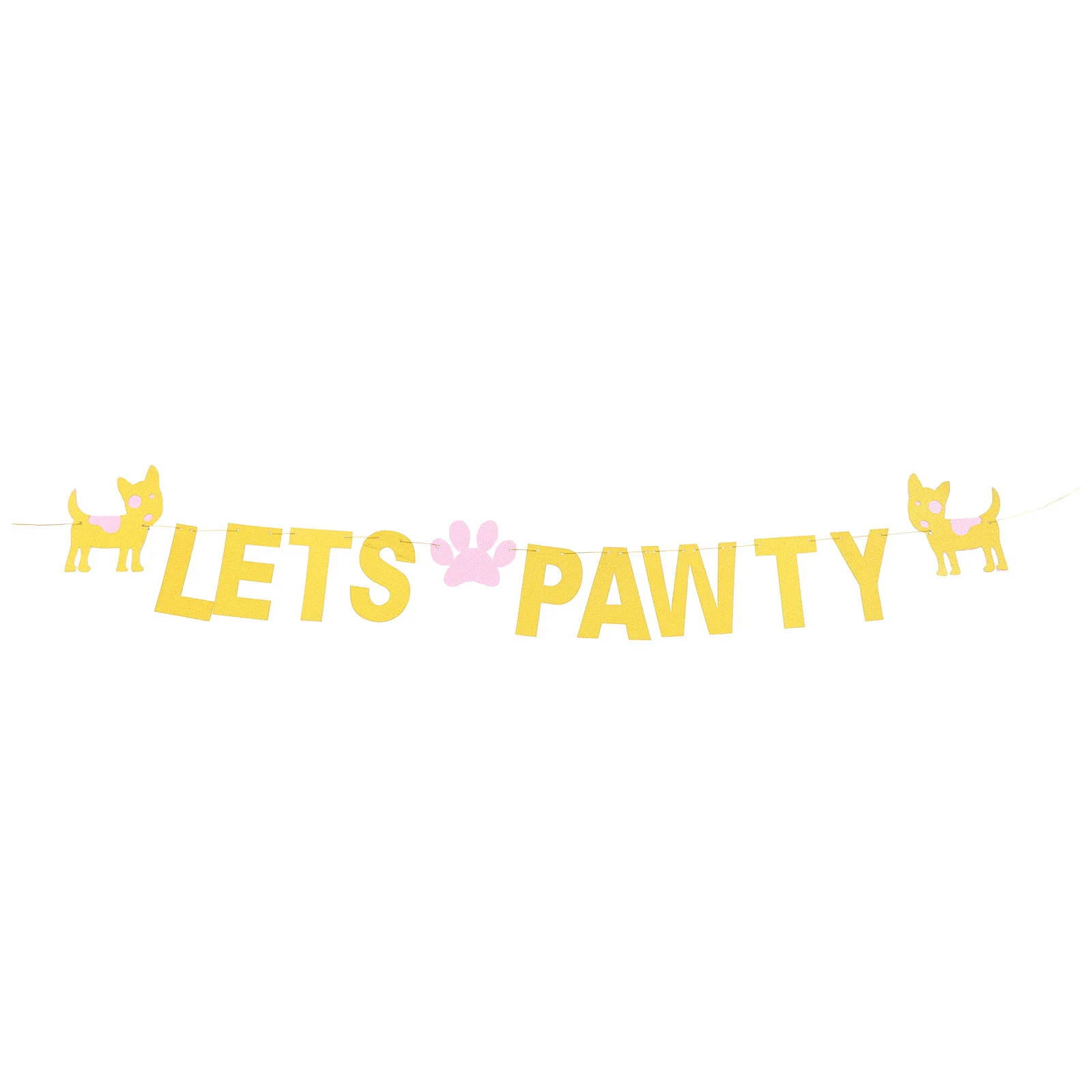 

Birthday Banner Pawty Party Dog Lets Pet S Decorations Let Supplies Garland Sign Decor Cat Happy Glitter Kitten Bunting Paw