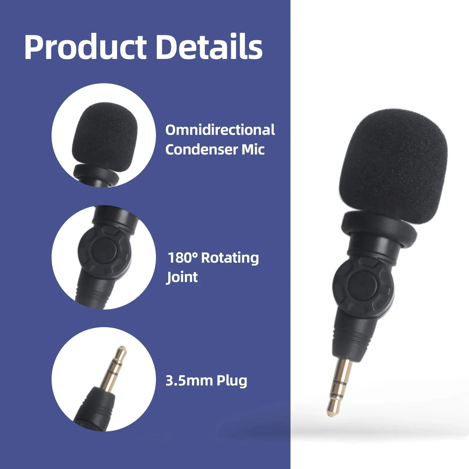 Фото Портативный мини-микрофон CaTeFo - совместим с DJI Mic 2, Rode Wireless Go 2, беспроводными передатчиками, 3.5 мм TRS, миниатюрный гибкий микрофон №5