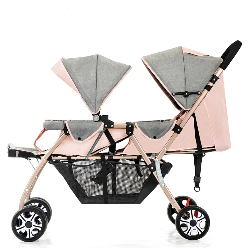 Twin baby stroller can lie back and forth, can sit, can be folded, light and foldable newborn stroller enlarge
