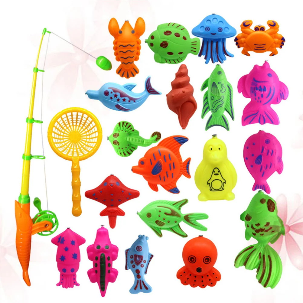 

22PCS Fishing Colorful Plastic Educational Magnetic Funny Fishing Playset for Toddlers Children Kids