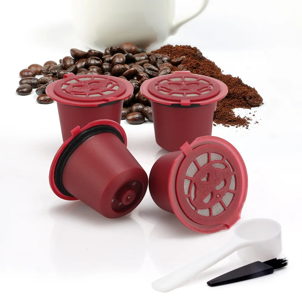 

icafilas Reusable Coffee Capsule for Nespresso Machine with Stainless Filter Mesh Refillable Espresso Pod Kitchen Tamper