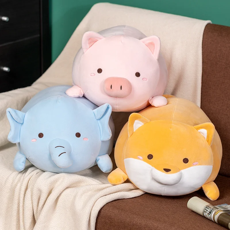 

Lovely Chubby Animal Stuffed Pillow Baby Bedtime Doll Plush Elephant Pig Corgi Toy Soft Cartoon Nap Pillows Girl Birthday Gift