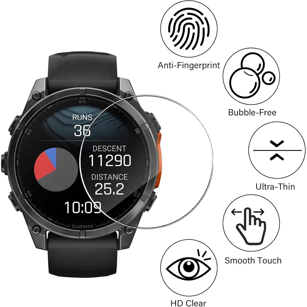 Фото Защитная пленка из закаленного стекла для Garmin Fenix 8, 51 мм, 47 мм, 43 мм, 3 шт., защитная, прозрачная, HD, 2.5D, 9H, премиум-класса, с защитой от царапин №1