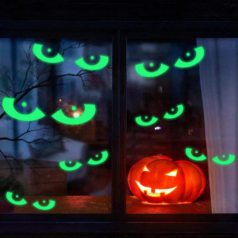 

Halloween Stickers Luminous Eyes Ghost Hand Halloween Party Decoration Fluorescent Horror Wall Sticker Self-Adhesive Stickers