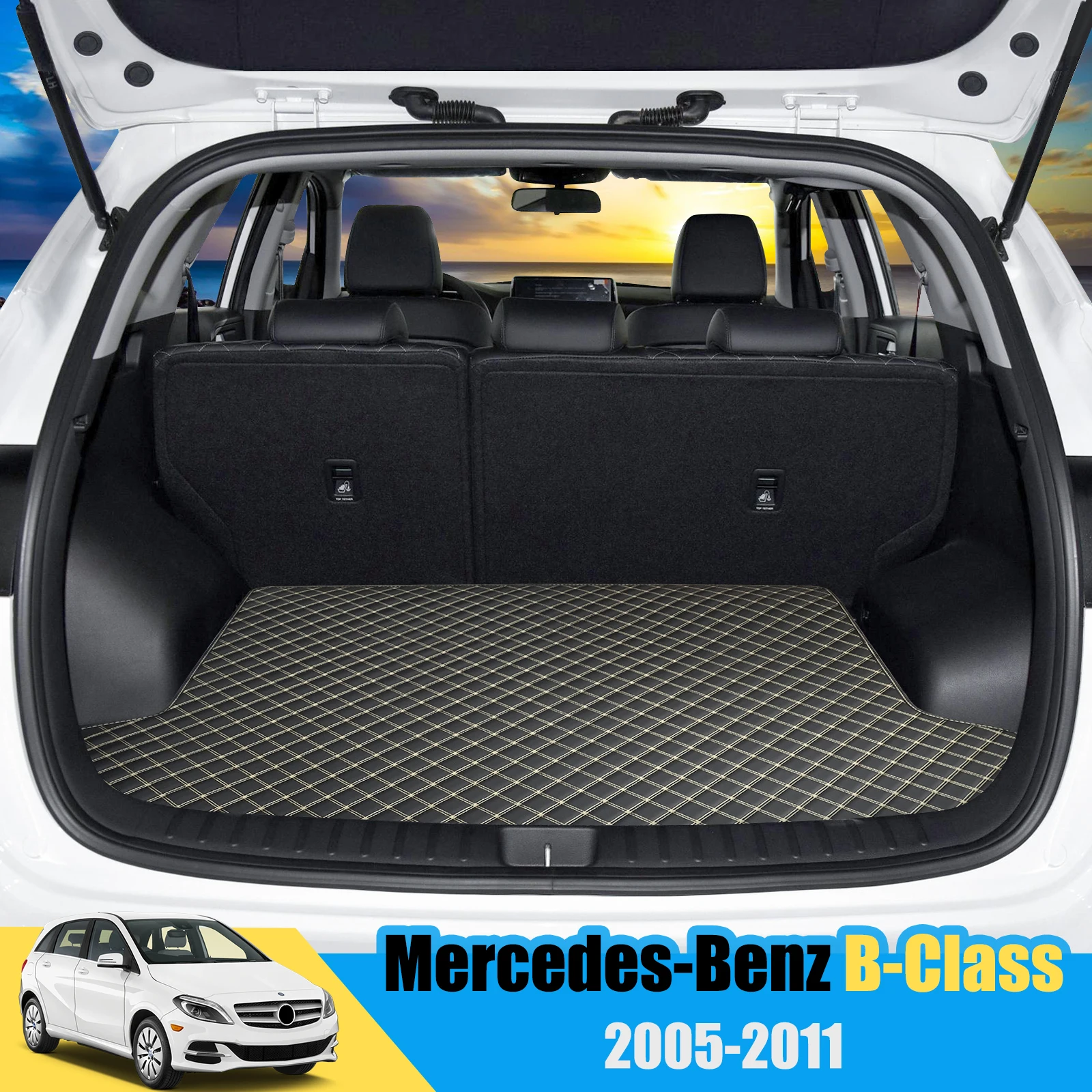 

Leather Trunk Mats for 2005-2011 Mercedes-Benz B-Class W245 Custom Waterproof Boot Carpets Cargo Liner Car Accessories Interior