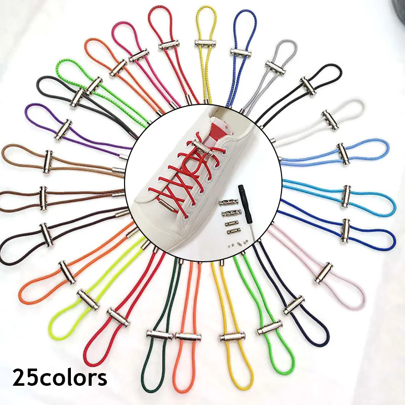 

Elastic No Tie Shoelaces Semicircle Shoe Laces For Kids and Adult Sneakers Shoelace Quick Lazy Metal Lock Laces Shoe Strings