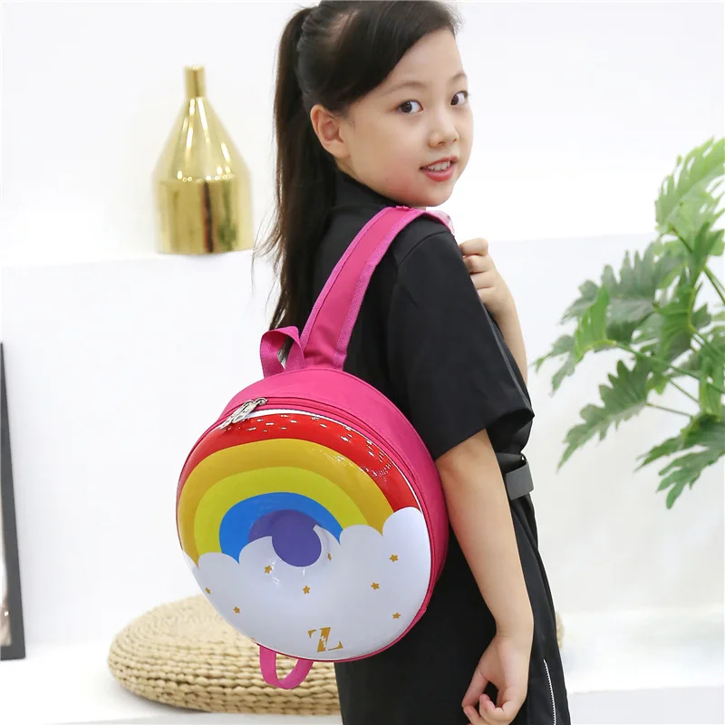 2023 New Children's Cartoon Cute Rainbow Donut Kindergarten Kids Hard Shell Backpacks for Young Children Waterproof Lightweight
