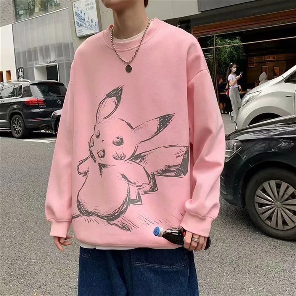 

Autumn White Pink Blue Girl Students Women New Harajuku Long sleeved Cartoon Japan Black Casual Girls Loose Spring New Tops