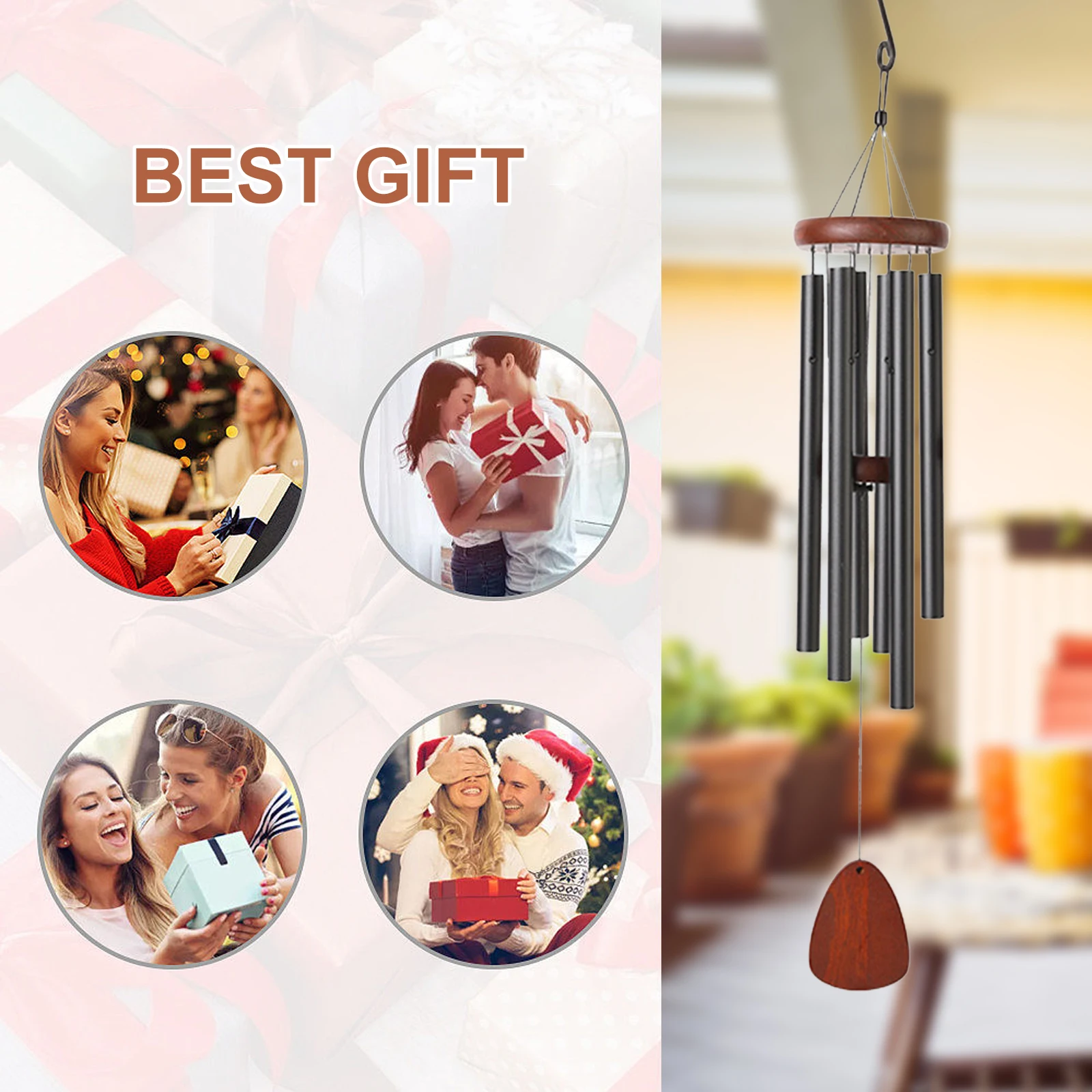 

Подвеска-колокольчик с бамбуковым ветром, подвеска для балкона, улицы, двора, сада, домашнего декора, античный ветровой колокольчик ручной р...