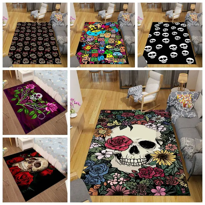 

Мультяшный коврик с черепом из Аниме Манга велбоа, напольный ковер, коврик для гостиной, нескользящий коврик для стула