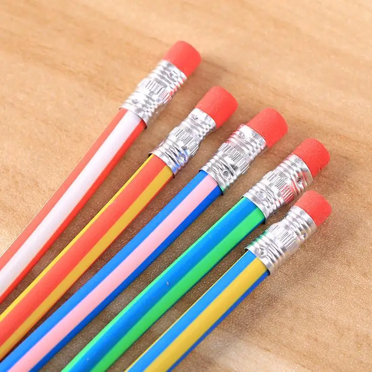 

FREE SHIPPING 60pcs colorful Flexible pencil Writing School Gift Stationery Simple Pencil Drawing Pencil Set With Erasers 29.5cm