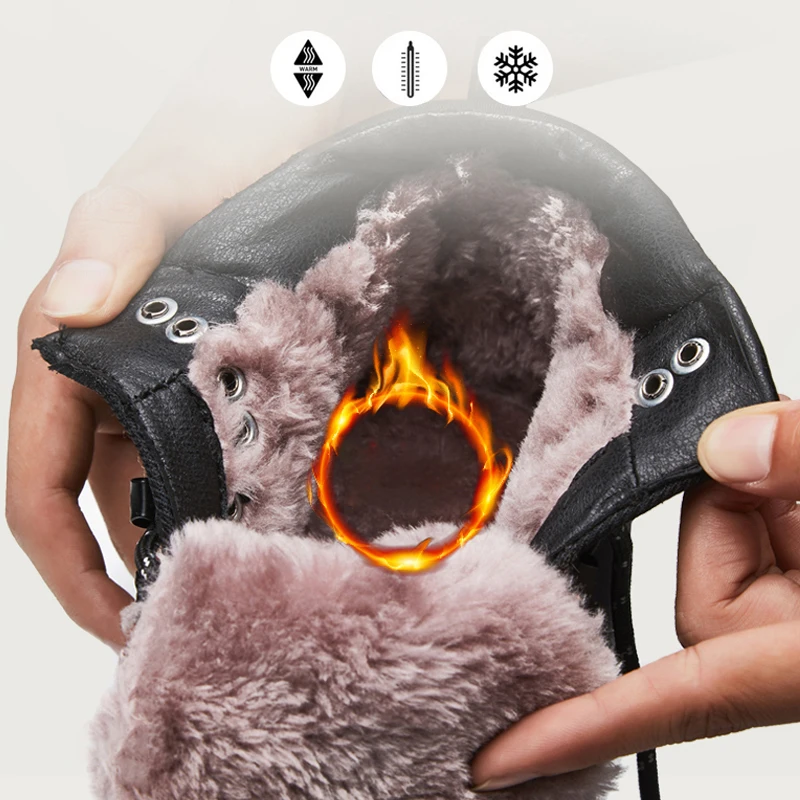 SALUDAS Men's Leather Boots Hiking Boots Waterproof Trekking Hunting Boots Winter Outdoors Keep Warm Snow Boot Adventure Shoes