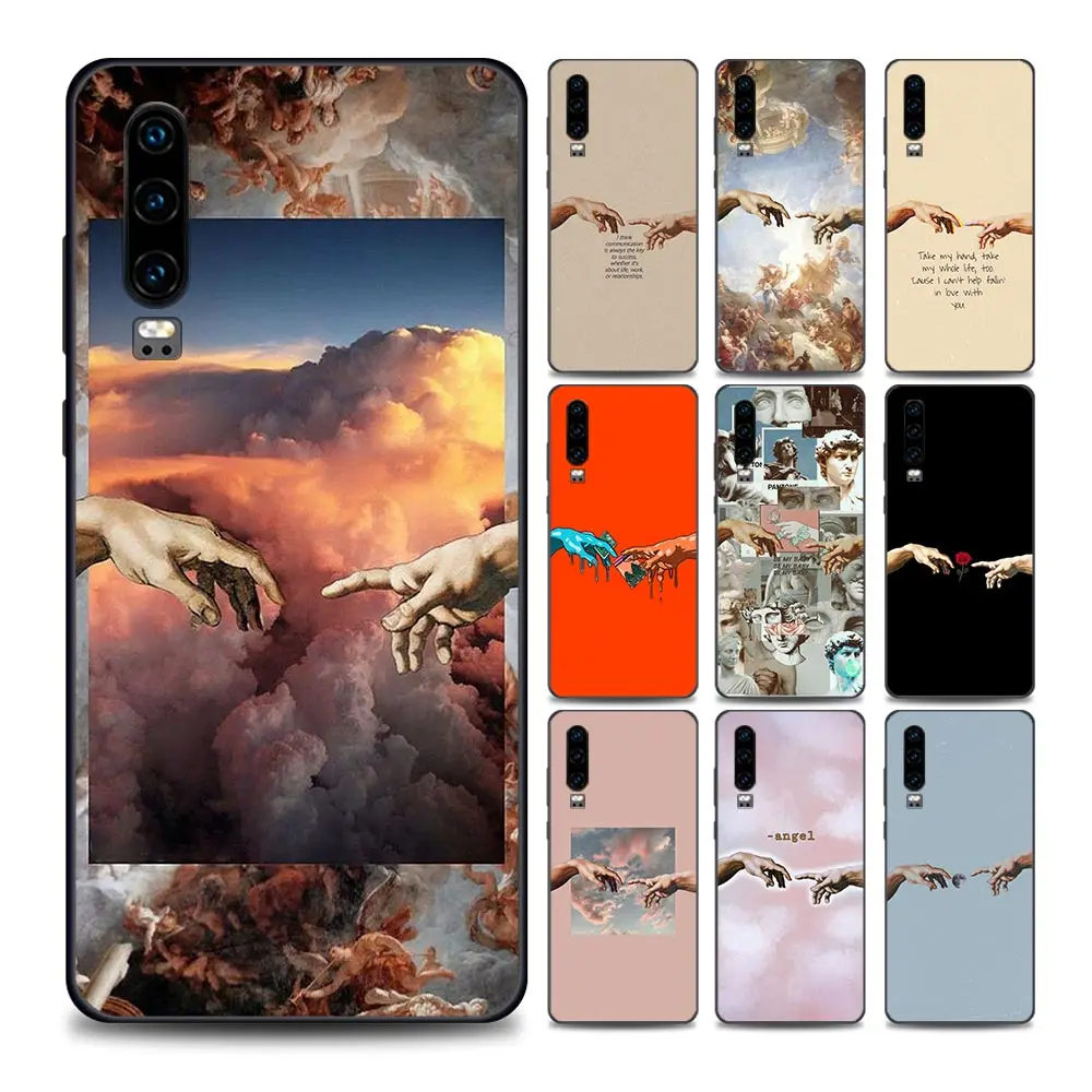 

Michelangelo Hands Phone Case for Huawei P10 Lite P20 Pro P30 Pro P40 Lite P50 Pro Plus P Smart Z Soft Silicone