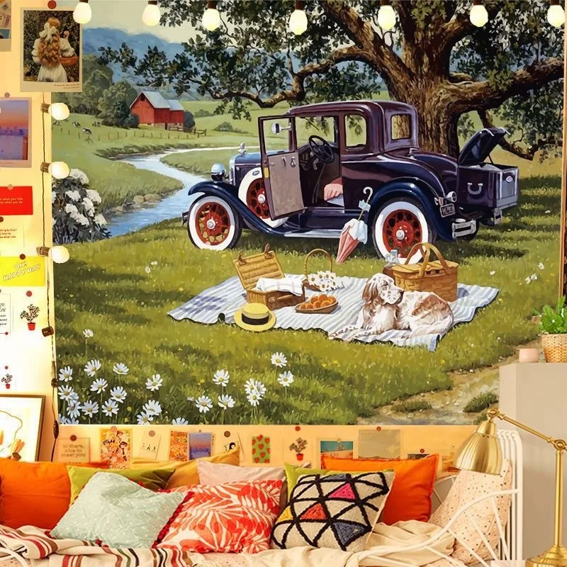 Ретро Сельская жизнь Настенное украшение Гобелен для дома Гостиная