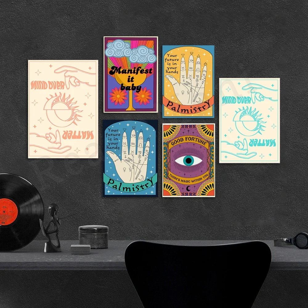 Паломанство винтажный принт Теллера удачи минималистское небесное искусство