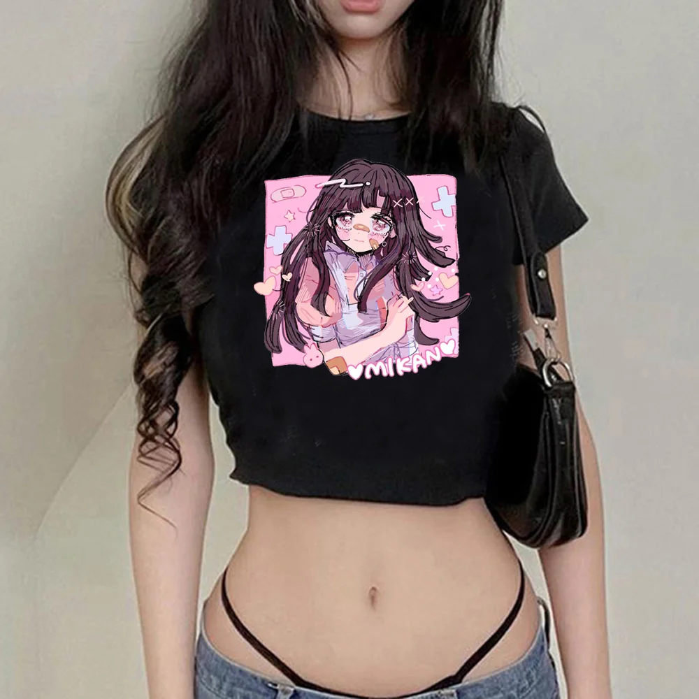 

Y2k аниме футболка fairycore Готическая Фея гранж кроп-топ для девушек готика, Харадзюку манга укороченная футболка