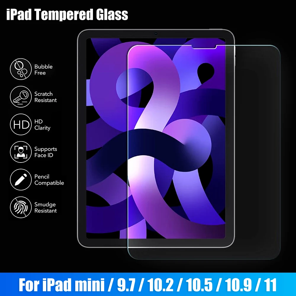 Закаленное стекло для 2021 iPad 10 2 2020 Pro 11 Air 3 5 4 10.9 Защита экрана 9 7 6-го поколения Mini 6 |