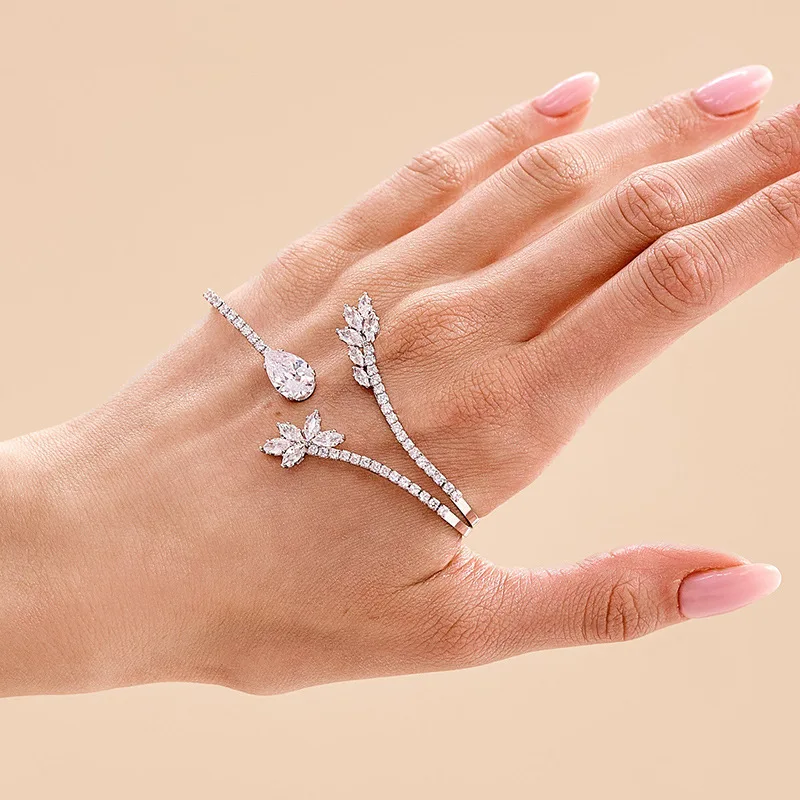 Женский браслет с листьями из циркония XSBODY роскошный свадебный ручной работы 5а +