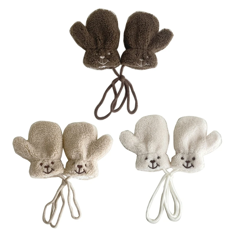

Kids Winter Gloves with Cartoon Bear Decoration Warm Fashionable Gloves Plush Gloves Comfortable Wearing for Boys Girls
