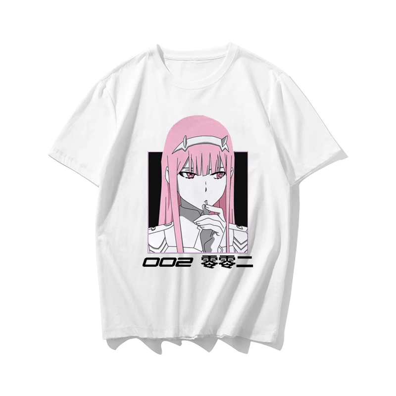 

Darling In The Franxx Japanese Anime T-shirt Men Cotton Cartoon Zero Two T Shirt Harajuku Unisex Tops Manga Graphic Male Tees
