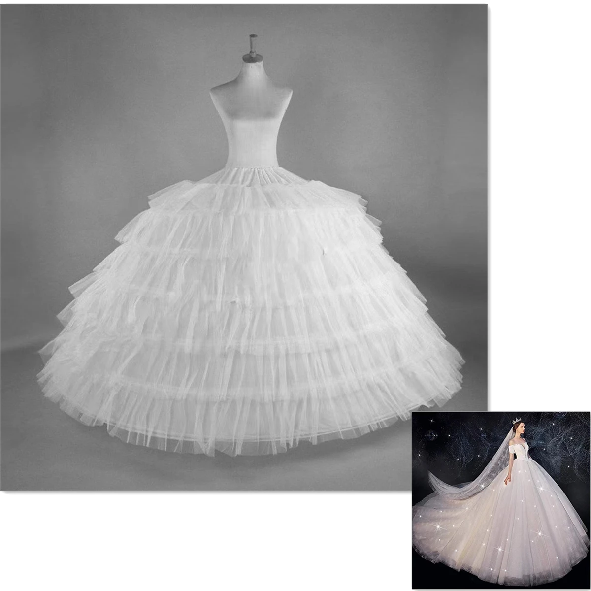 

Новое поступление, подъюбник из искусственной кожи с 6 кольцами, женское 6-слойное бальное платье для свадебного платья, вечевечерние и танцевальной юбки, кринолин