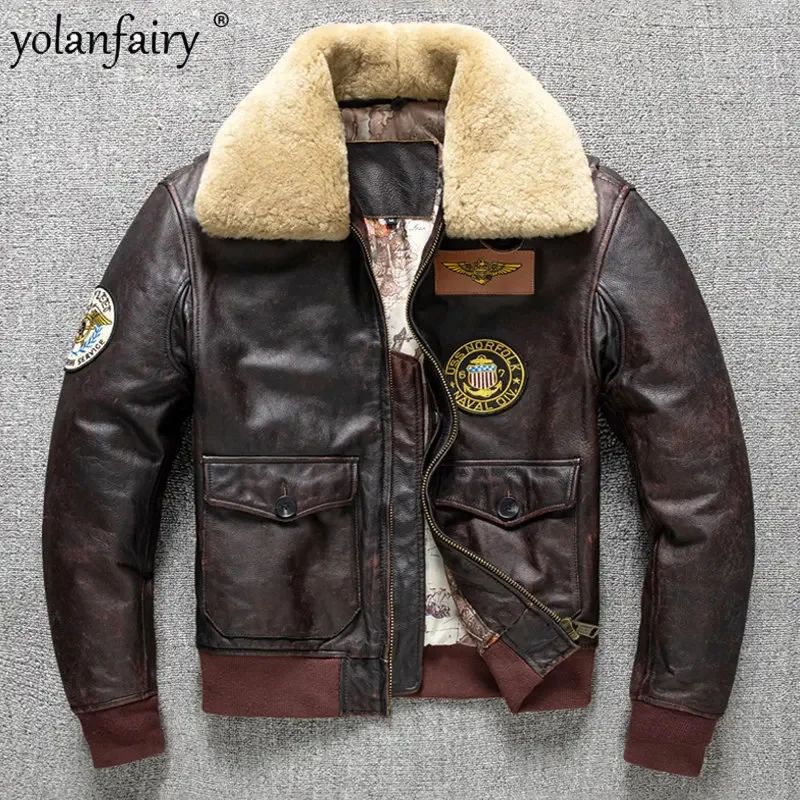 

Мужская летная куртка из воловьей кожи, с лацканами, размеры до 6XL