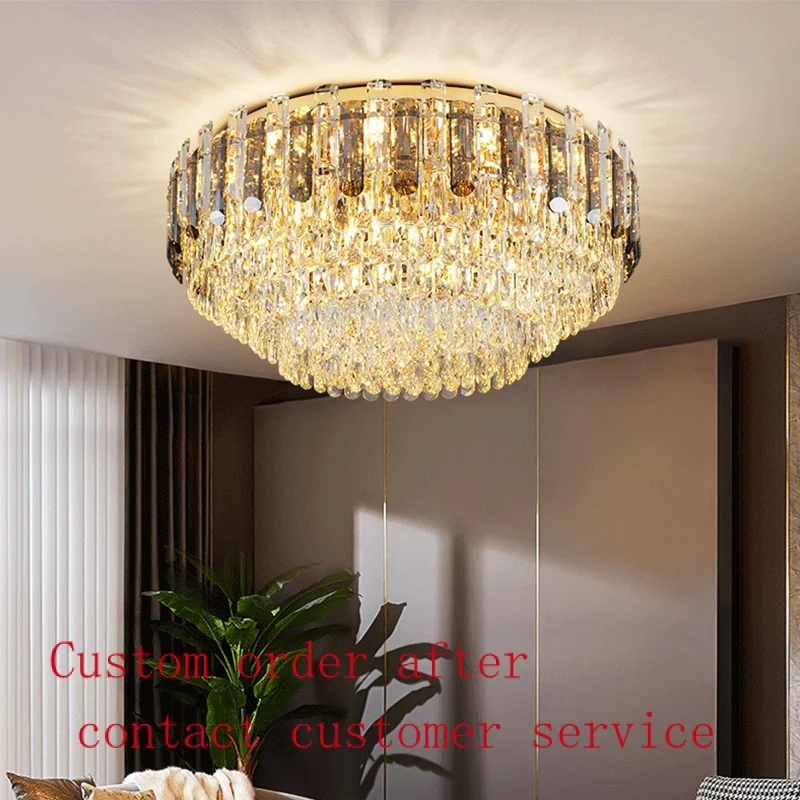 

Modern luxury crystal ceiling lamp High end simple study Crystal lamp Warm bedroom ceiling lamp