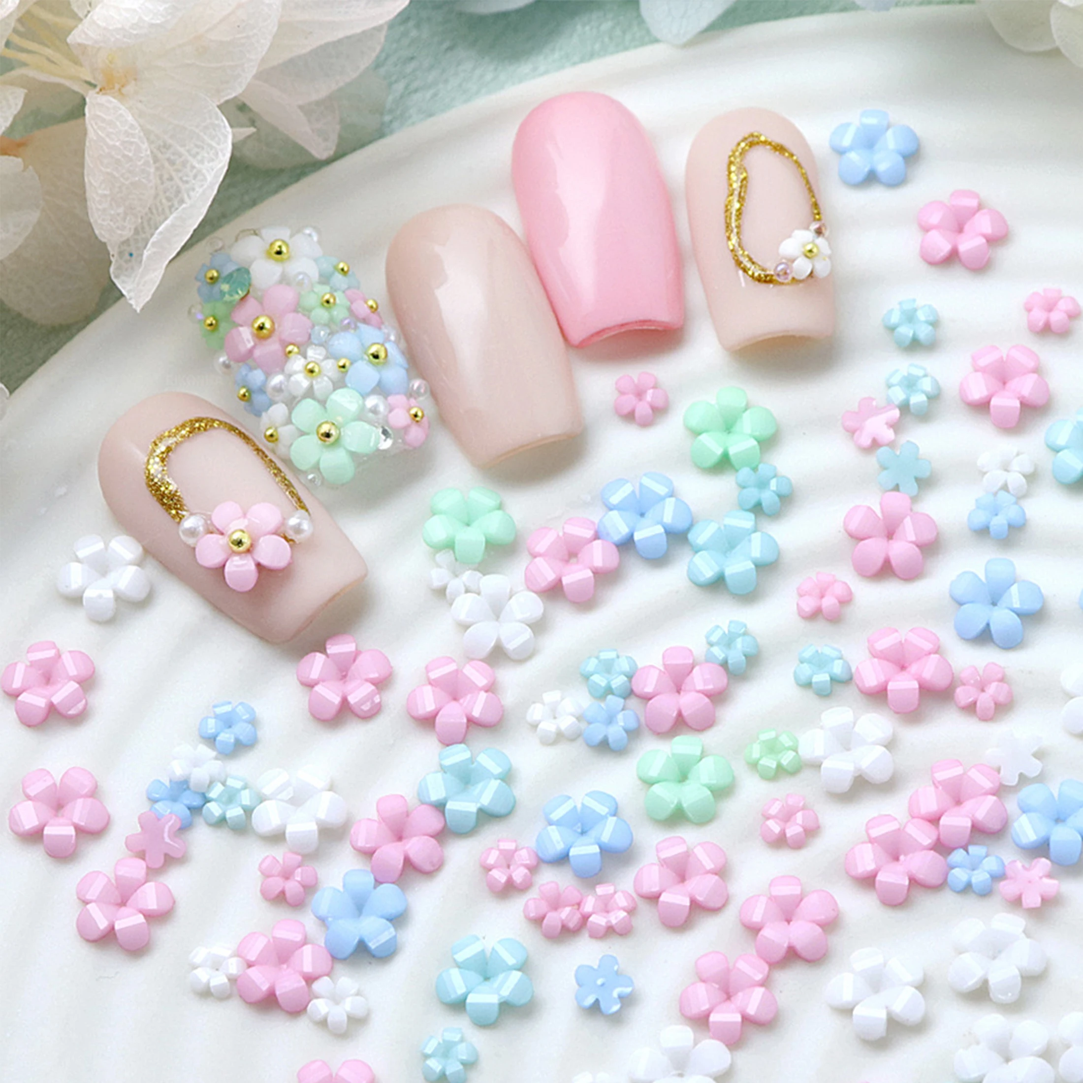 50 шт. подвески для ногтей с резьбой и лепестками цветочные украшения золотые