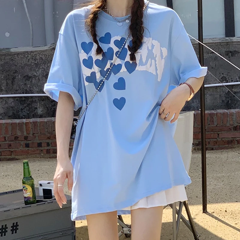 

Bottom clothes missing love short sleeve T-shirt women's summer 2022 new chic design sense niche loose half sleeve top