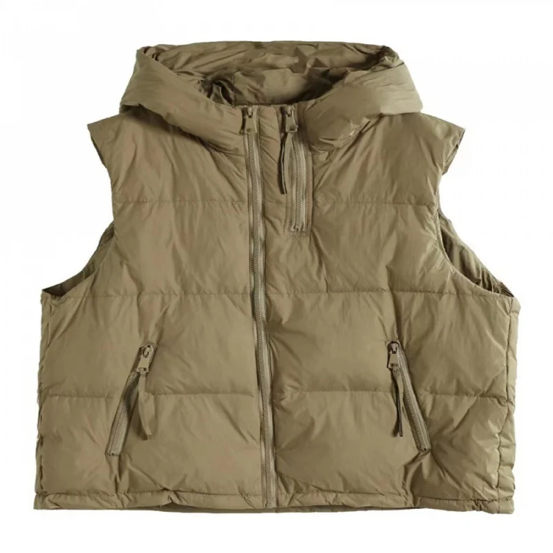 

Новинка 2023, зимний художественный пуховой жилет в стиле ретро, легкий белый утиный пух, безрукавка с капюшоном, жилет, Топ