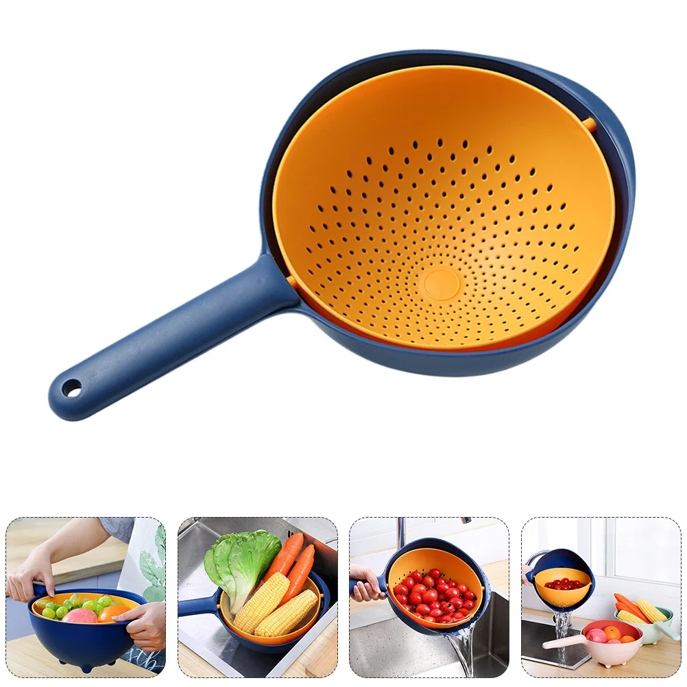 

Drain Basket With Handle Fruit Washing Holder Sink Strainers Vegetable Filter Storage Double-Layer Cleaning Filter Colander Tool