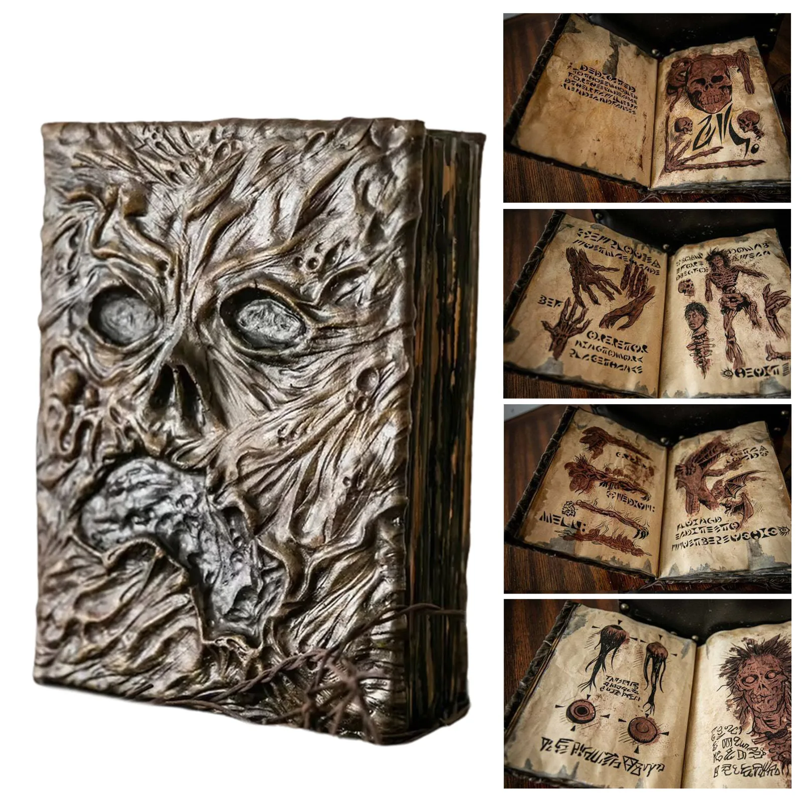 

Necronomicon Evil Dead Book Hardcover The Book of The Dead Resin Spellbook Horror Movie Notebook Halloween Decoration