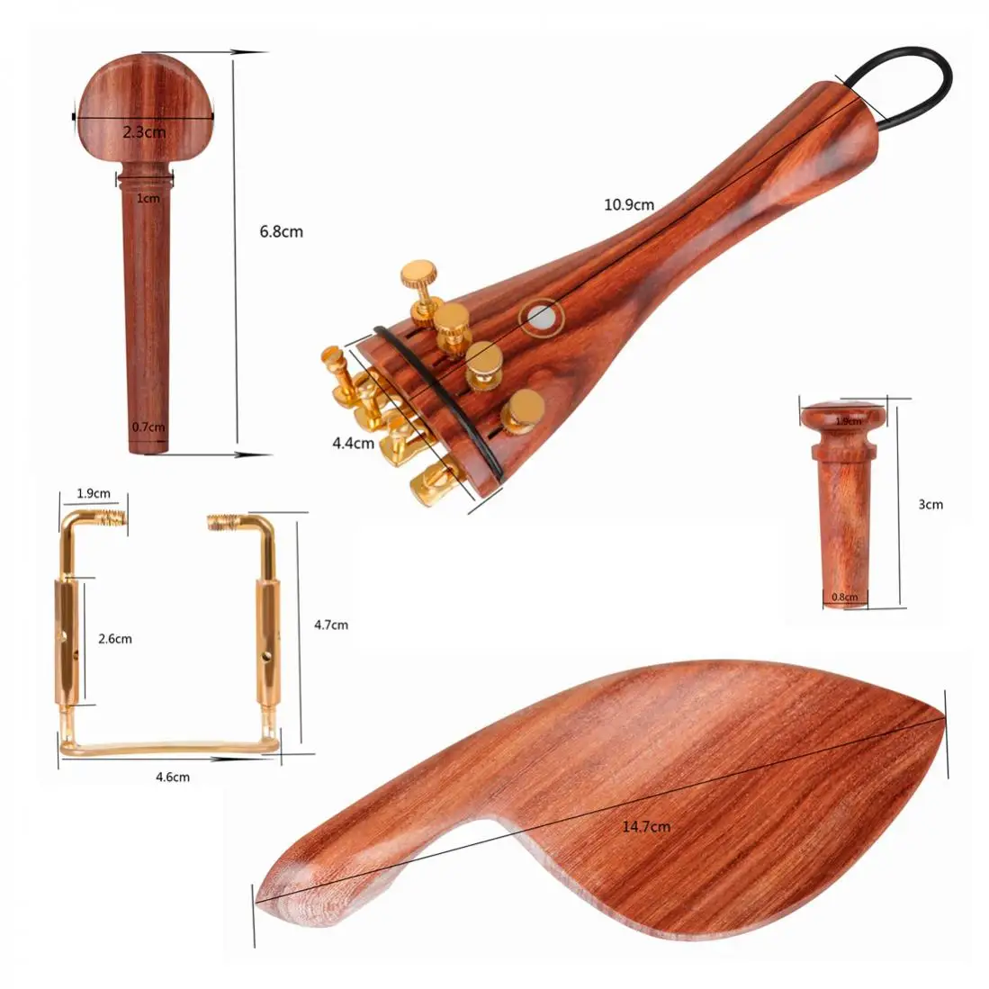 4/4 1 Set Jujube Wood Violin Parts Tuning Pegs Tailpiece Fine Tuning Chin Rest End Pin Violin Accessories
