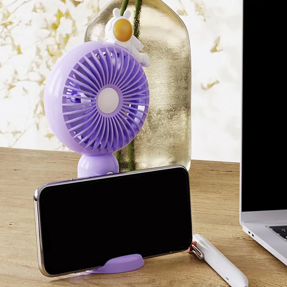 

Cooling Fan Multifunctional Cool Rechargeable Summer Cartoon Spacemen Handheld Mini Fan Phone Rack for Classrrom