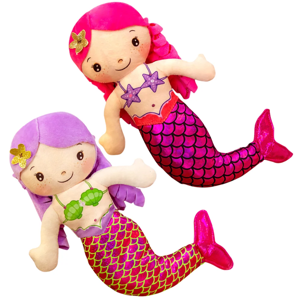 

2 Pcs Swimming Mermaid Kids Decorations Cartoon Toy Toys Girls Pp Cotton Stuffed Dolls