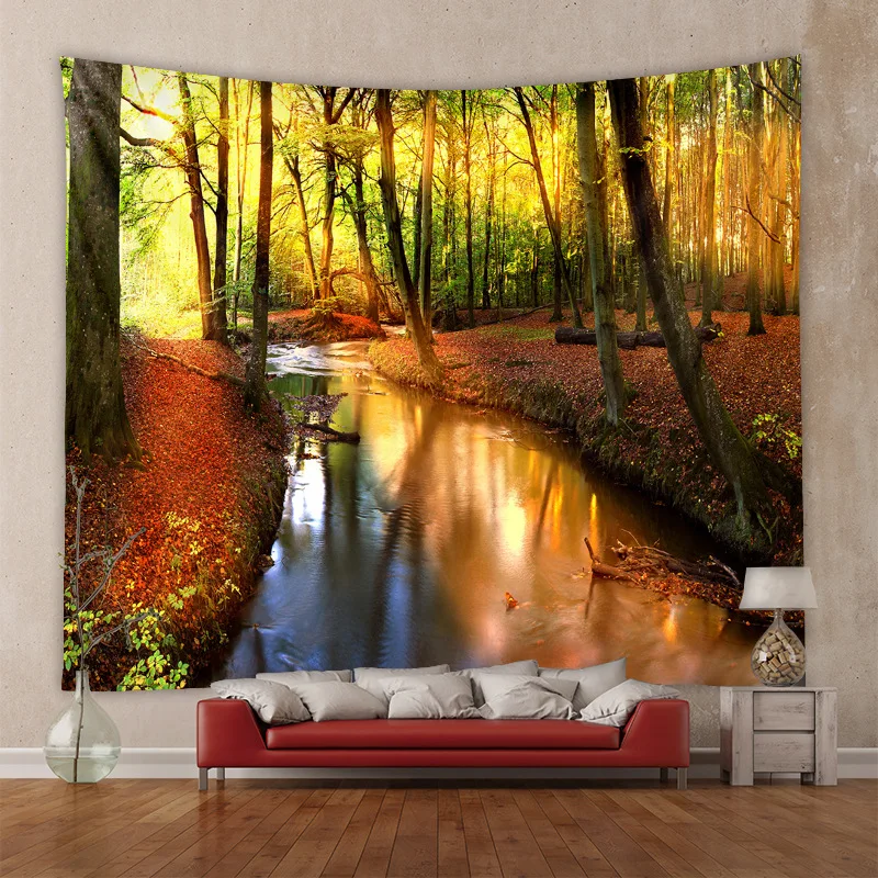 

Mysterious Forest Green Tree Tapestry Jungle Wall Hanging Boho Cloth Fabric Large Tapestry Aesthetic Dorm Bedroom Home Decor