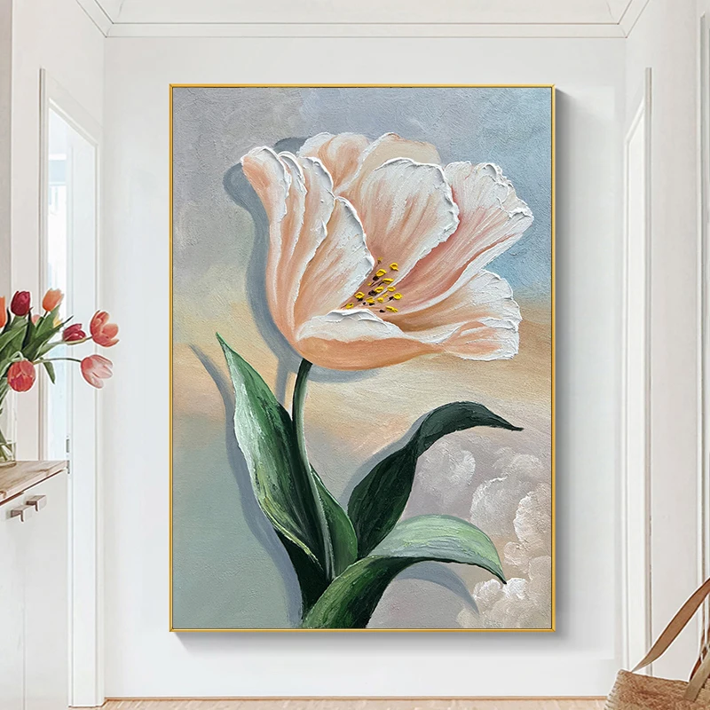 

Rose Flower 100% Hand Painted Oil Painting Wall Art For Home Living Room Handmade Restaurant Entrance Sofa Art Office